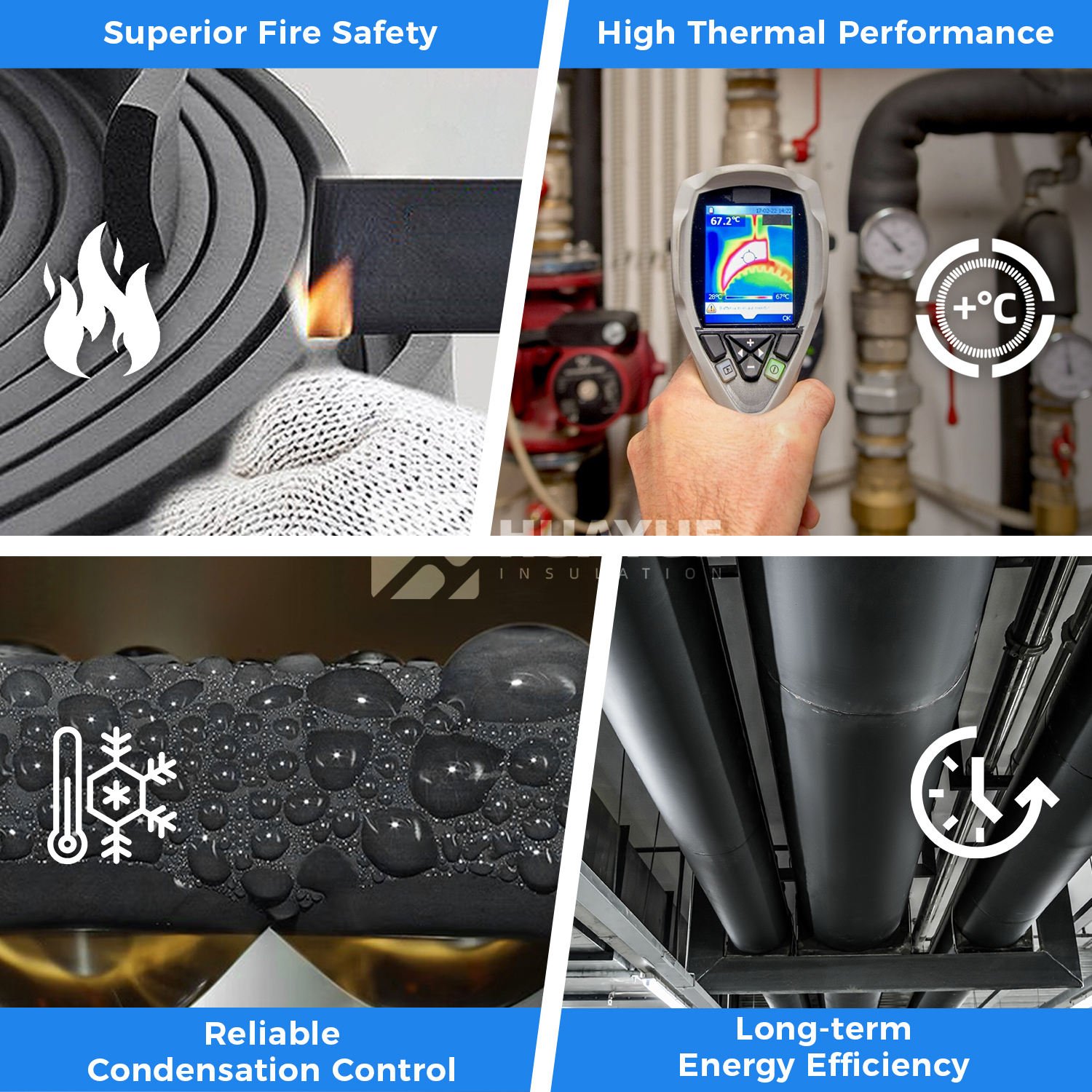Industrial Rubber Foam Plastic Thermal Insulation Sheet NBR PVC Material Low Thermal Conductivity 0.031-0.034 W/mK 6-30mm