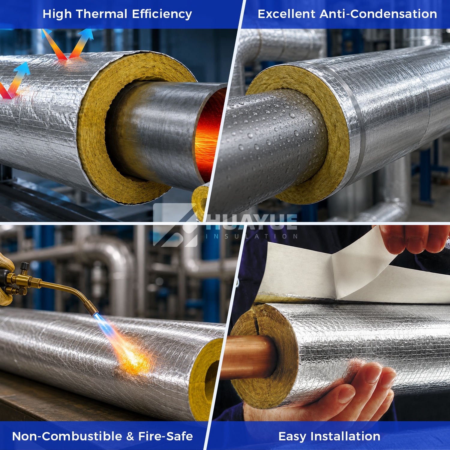 Stable Performance Insulation Material Glass Wool Pipe for Construction Industry Piping and Insulation