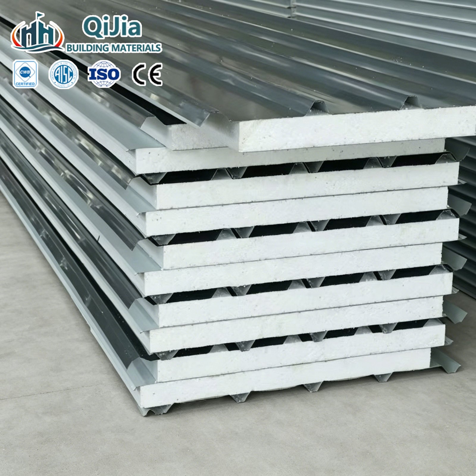 Modern Design Aluminum Steel Polyurethane Sandwich Panels Roof Panel Prefab Villa Hail-Proof Insulation Water/Fire Resistant
