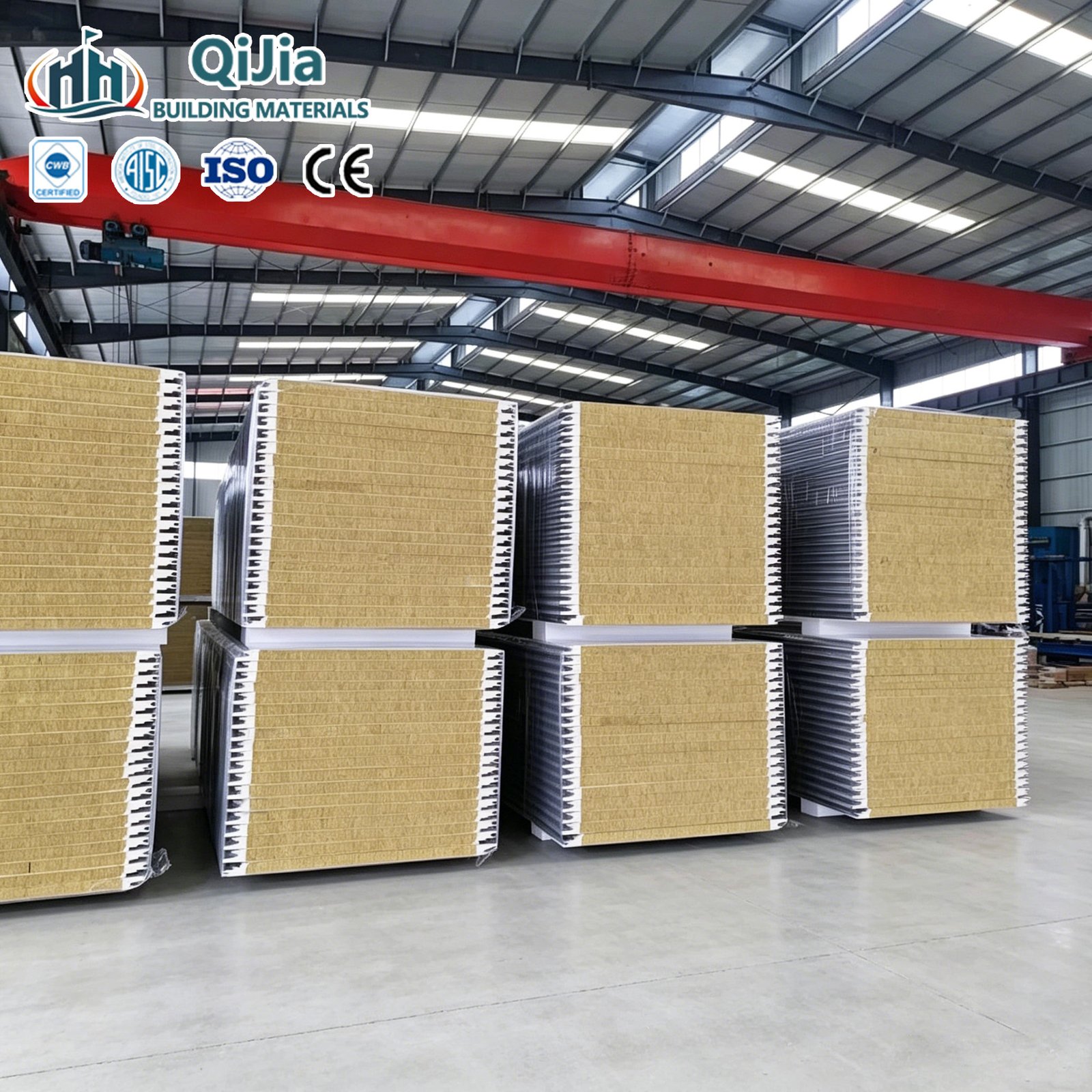 Polyurethane Edge Sealed Fireproof Rock Wool Roof Sandwich Boards Warehouse Cold Room Factory Metal Siding Insulated Wall Panels