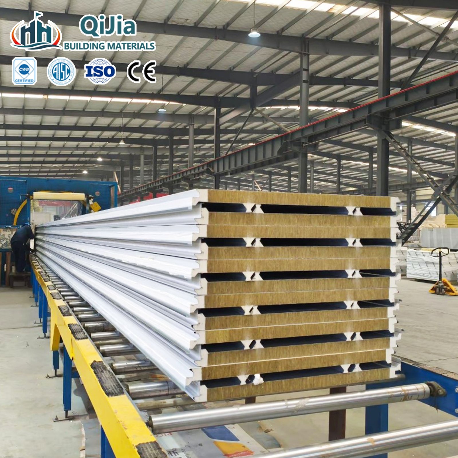 Polyurethane Edge Sealed Fireproof Rock Wool Roof Sandwich Boards Warehouse Cold Room Factory Metal Siding Insulated Wall Panels