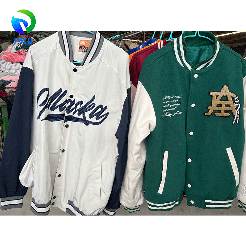 Adult Mixed Baseball Jacket Second Hand Wholesale Used Clothes Plus Size PKU Brand Model A-75 Polyester/Cotton
