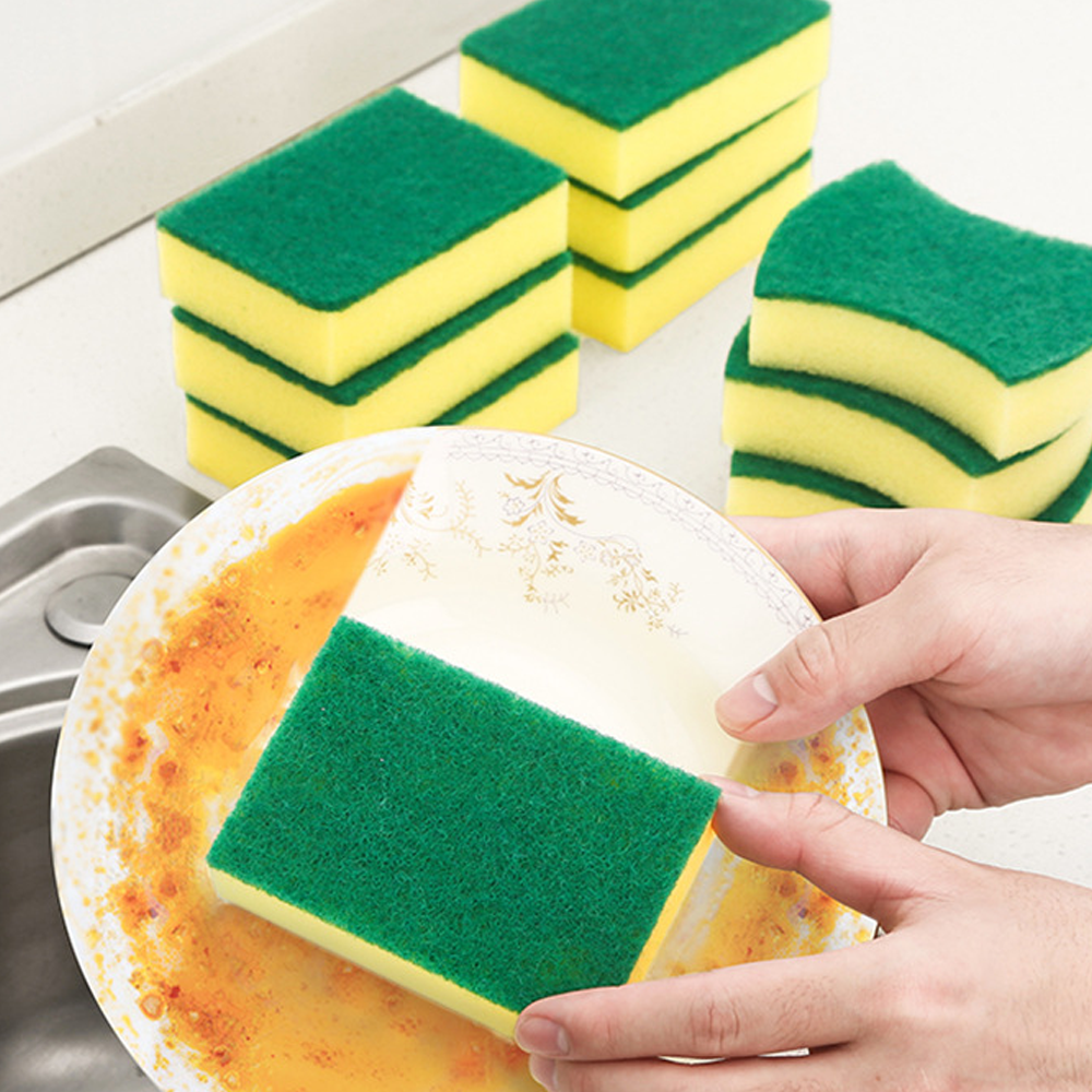 Dishwashing Sponge Scouring Pad Double-sided Decontamination Sponge Scrubber Household Cleaning Pot Washing Dishwashing Sponge