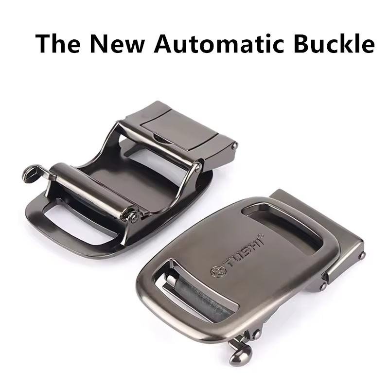 Casual Belt for Men Metal Automatic Silver Buckle Working Belt Sturdy Real Nylon Blue Waistband Male Girdle