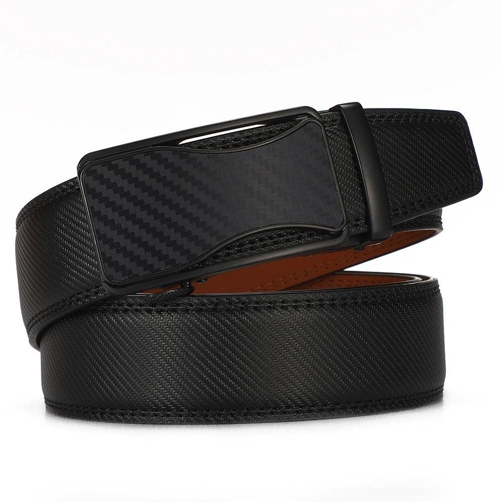 Luxury Men's Genuine Leather Belt High-End Cowhide Waist Strap Simple Minimalist No Hole Adjustable Alloy Buckle 3.5CM Width