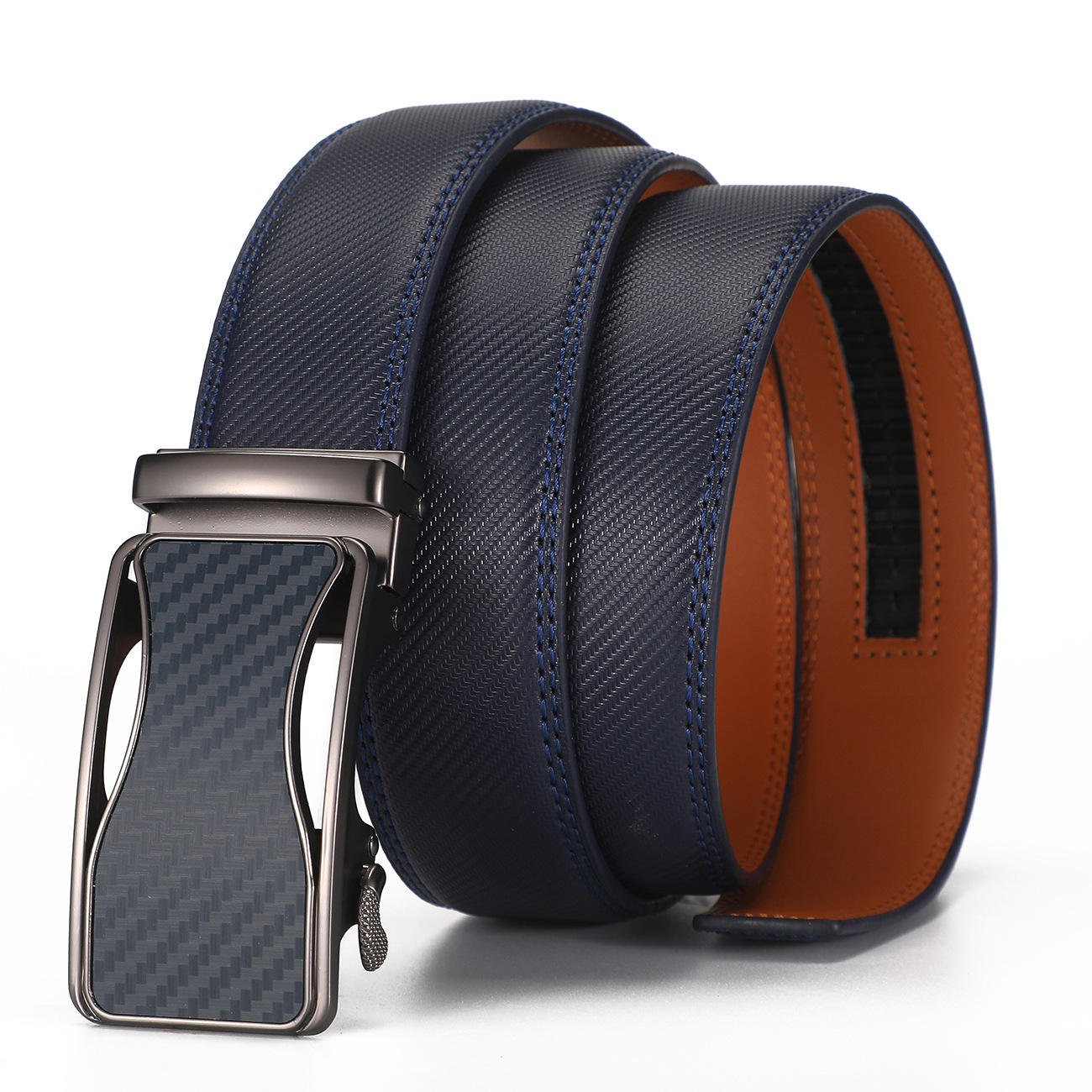 Luxury Men's Genuine Leather Belt High-End Cowhide Waist Strap Simple Minimalist No Hole Adjustable Alloy Buckle 3.5CM Width