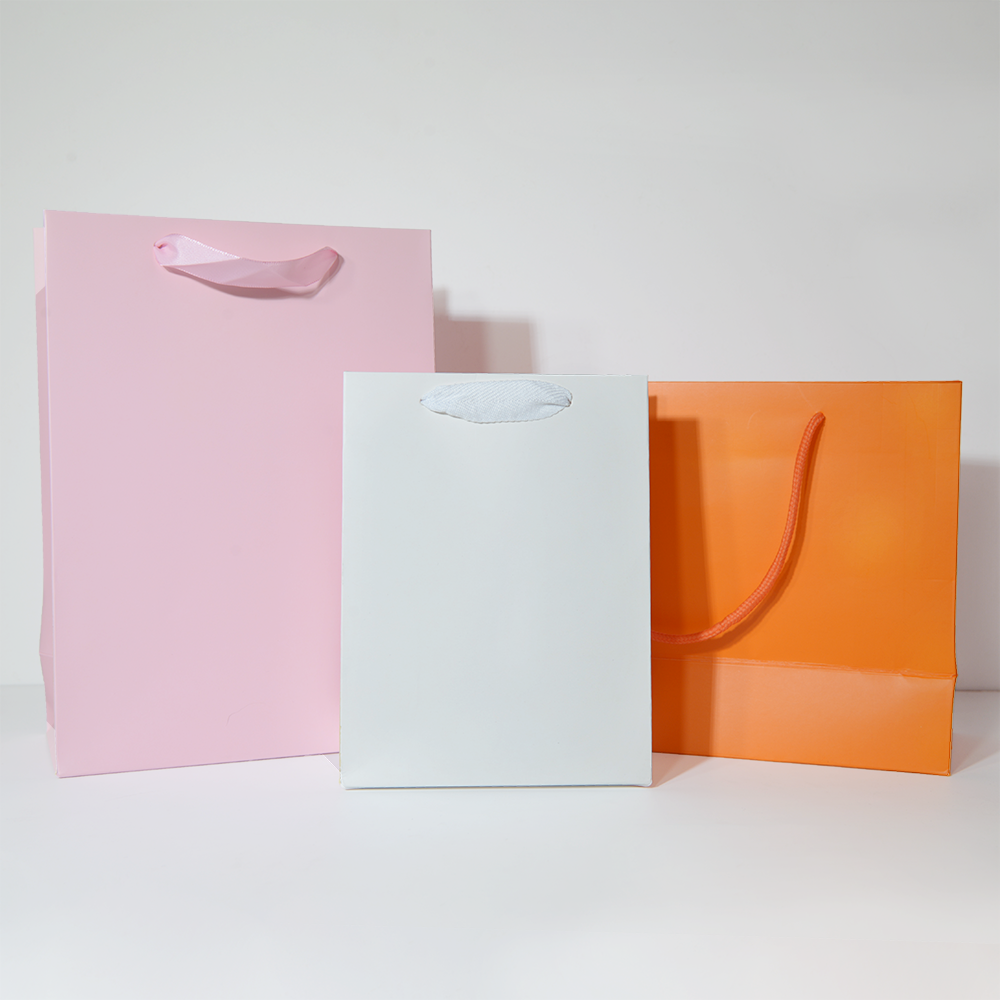 Luxury Packaging Paper Bags Stock Custom Printed Art Paper Bag Ribbon Handles Luxury Shopping Paper Bag
