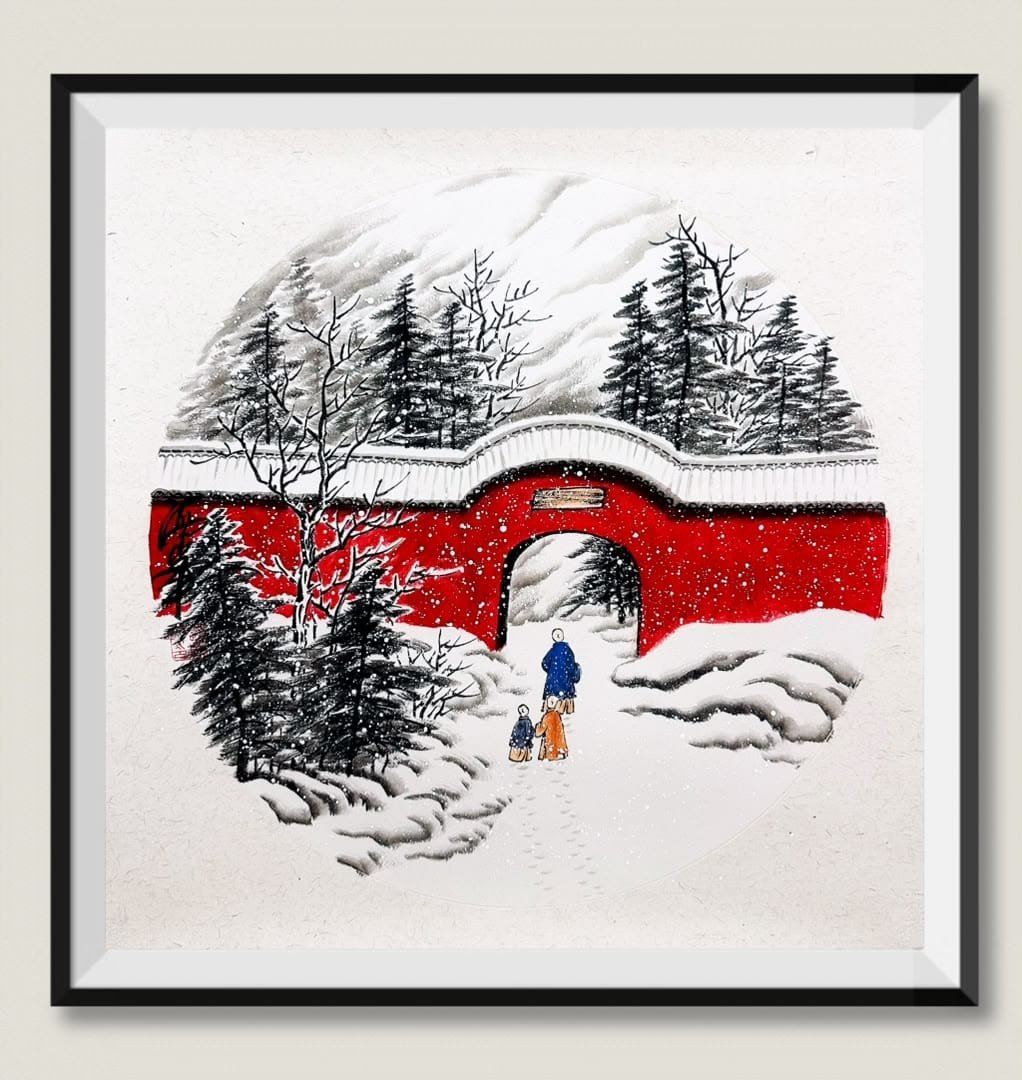 The Monk Beneath Snowscape