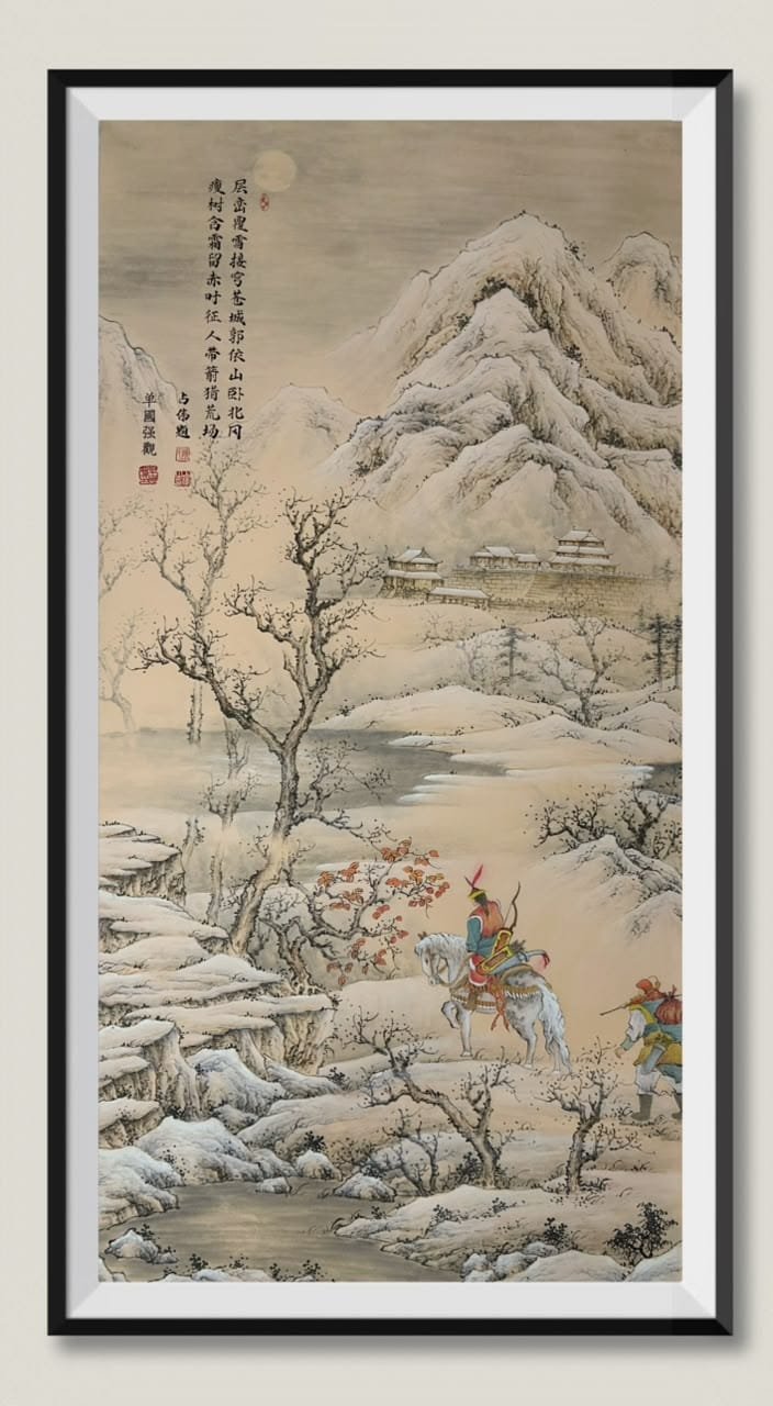 Scene of Hunting in Frigid Snow