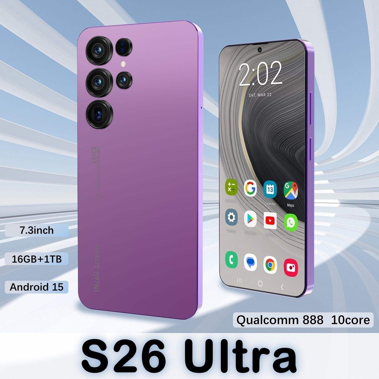 S26 Ultra Android 15 Gaming Smartphone 16GB+1TB Unlocked Dual SIM 5G Mobilephone 7.3inch HD Screen 72+108MP Beauty Camera
