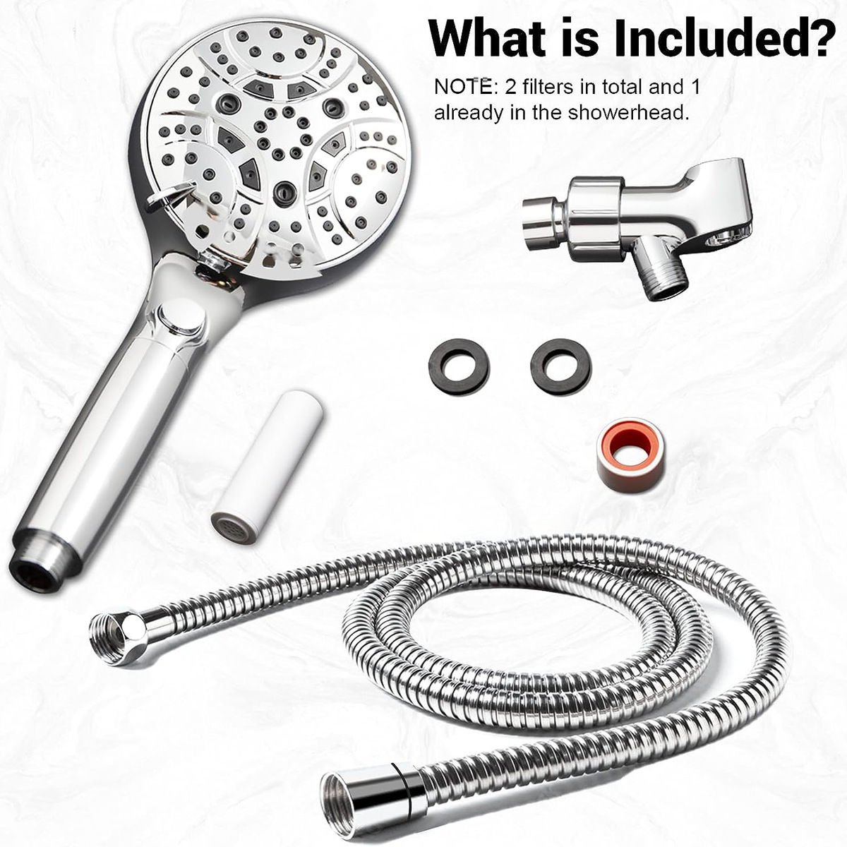 Shower Head Detachable Anti-Clogging High Pressure Filter Soft Rain Filter Showerhead 10 Functions Showerhead with Jet Point