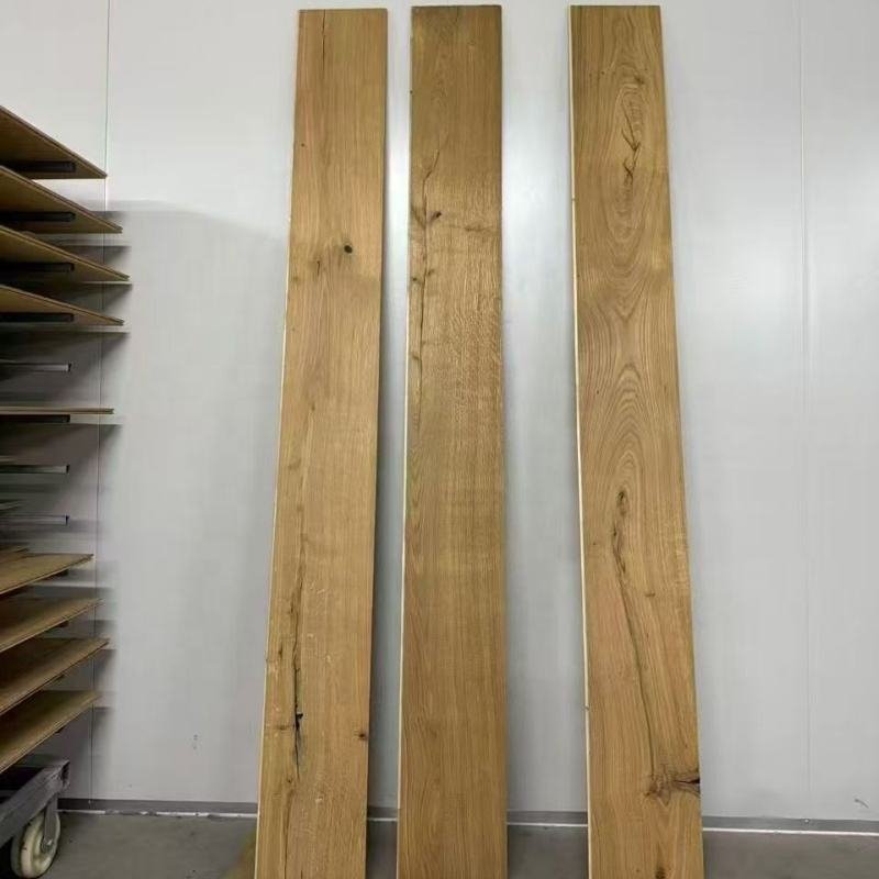 Eco-friendly Lockable Wooden Flooring I-shaped Assembly Wide Plank UV Lacquer T & G Multi-ply Hardwood White Oak Wood Floor