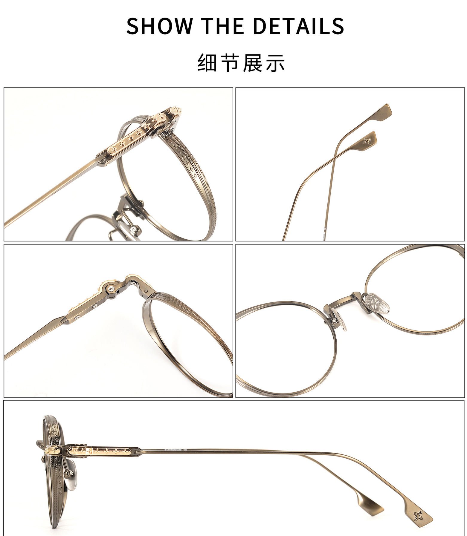 Vintage Sage Green Titanium Oval Eyeglasses Frames with Handcrafted Gold Silver Temples for Unique Fashion Optical Glasses