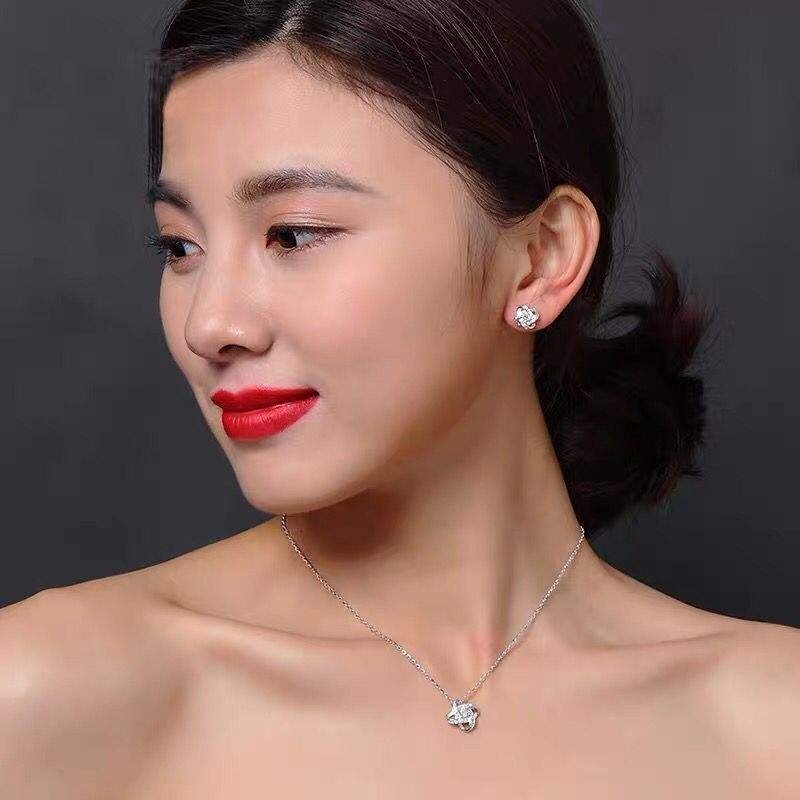 925 Sterling Silver Zircon Clover Flower Necklaces Pendants for Women High Quality Jewelry