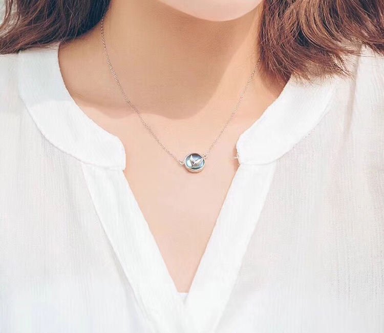 New Arrivals 925 Sterling Silver Blue Fish Tail Necklaces Pendants for Women Hot Fashion Jewelry