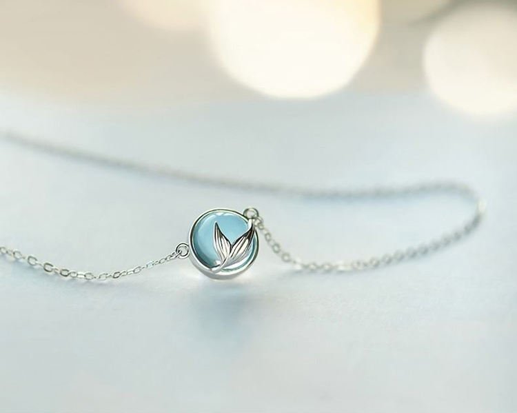 New Arrivals 925 Sterling Silver Blue Fish Tail Necklaces Pendants for Women Hot Fashion Jewelry