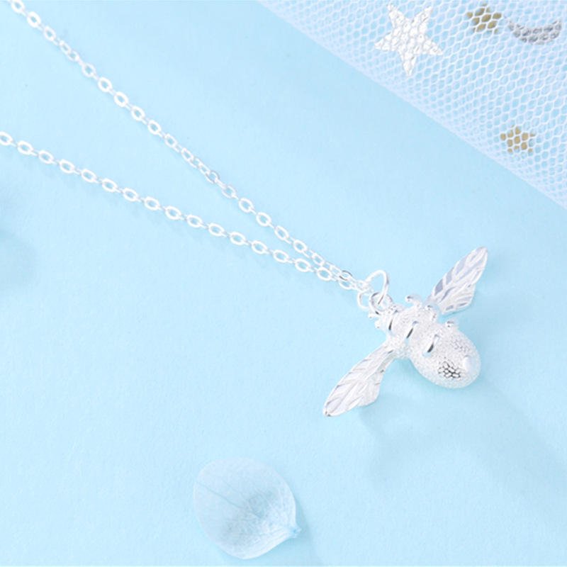 925 Sterling Silver Jewelry Korean Fashion Cute Bee Shape Necklace for Momen