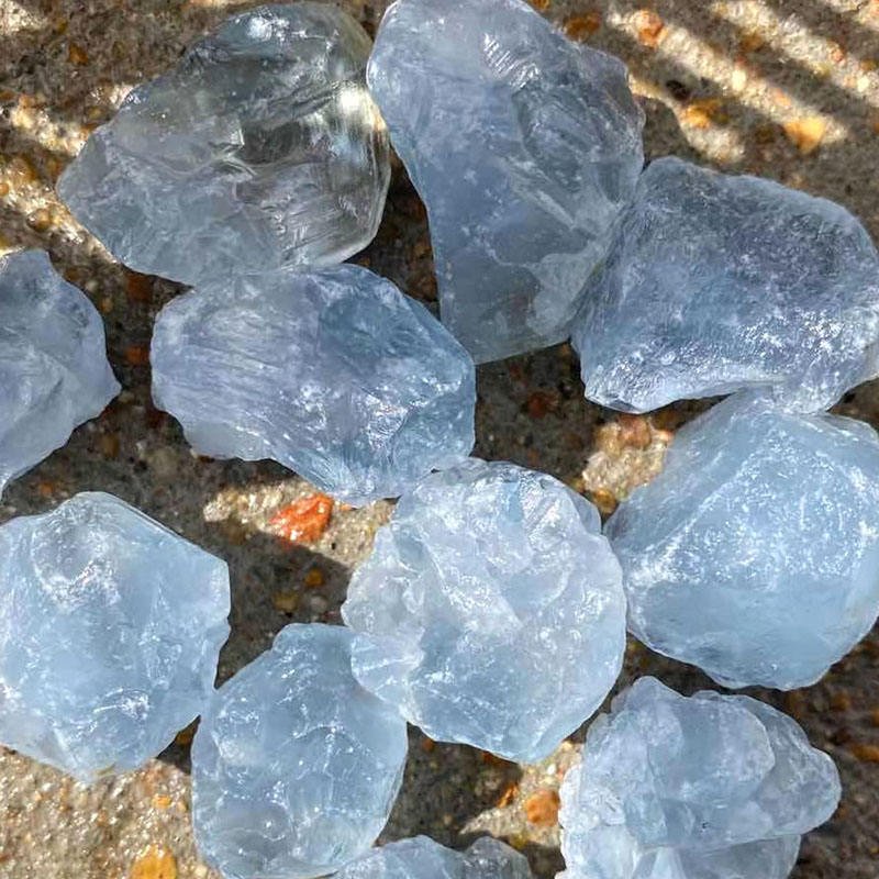 Wholesale Price Many Size Natural Blue Celestine Rough Raw Healing Rock Celestite Stone for Home Decoration