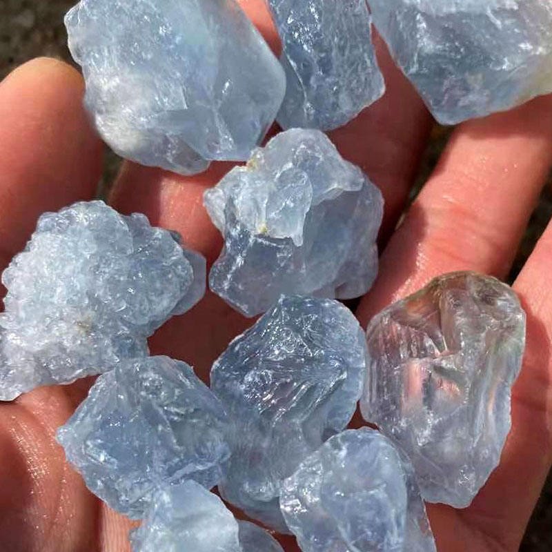 Wholesale Price Many Size Natural Blue Celestine Rough Raw Healing Rock Celestite Stone for Home Decoration