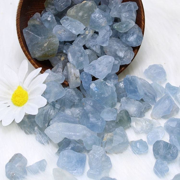 Wholesale Price Many Size Natural Blue Celestine Rough Raw Healing Rock Celestite Stone for Home Decoration