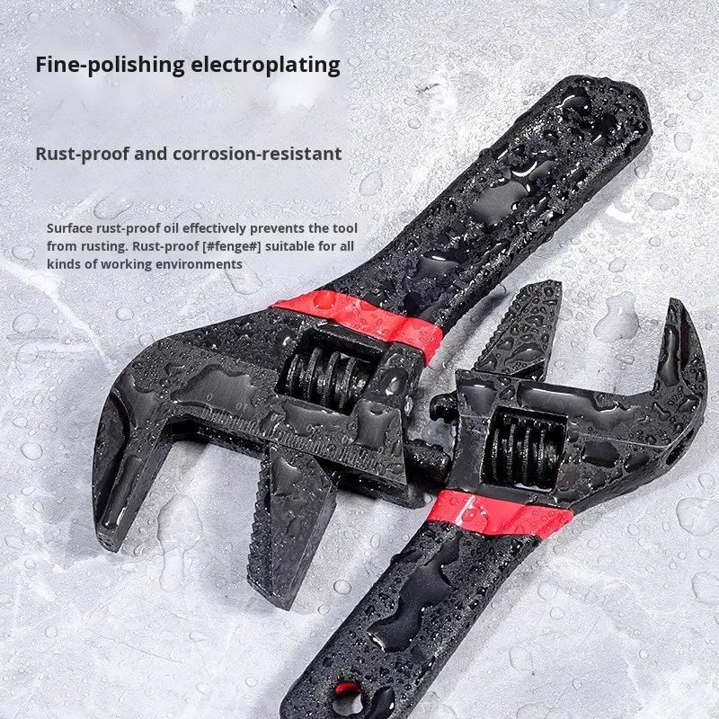 Industrial Short Handle Universal Multi-function Adjustable Wrench, Household Non-Slip 6-Inch Wide Mouth Adjustable Wrench