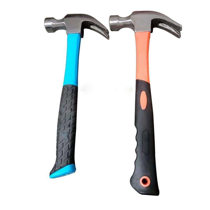 Factory Direct 45# Carbon Steel Claw Hammer with Blue Fiberglass Handle for Nailing Hand Tool