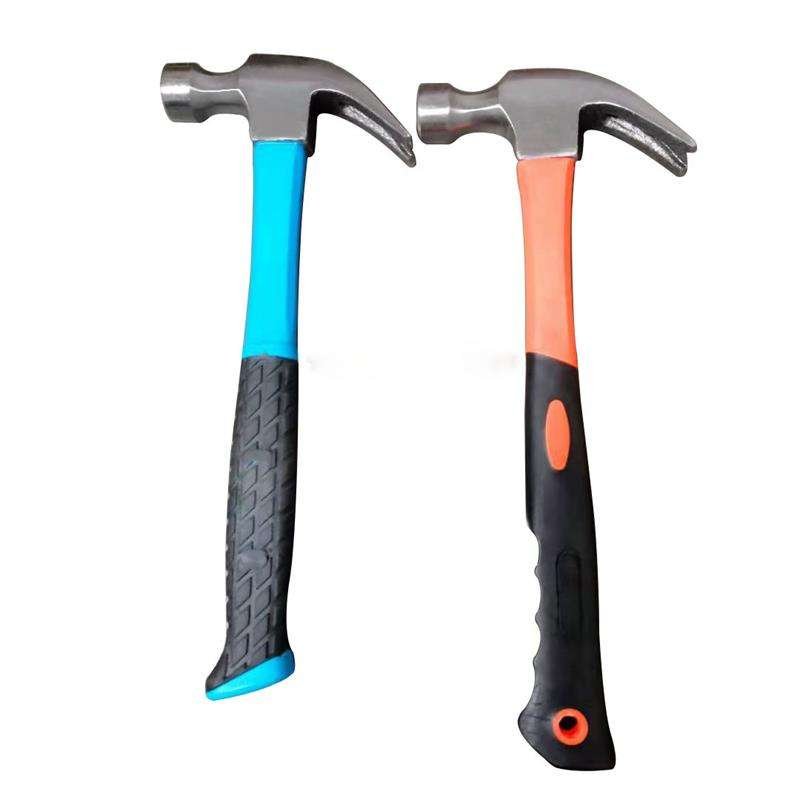 Factory Direct 45# Carbon Steel Claw Hammer with Blue Fiberglass Handle for Nailing Hand Tool