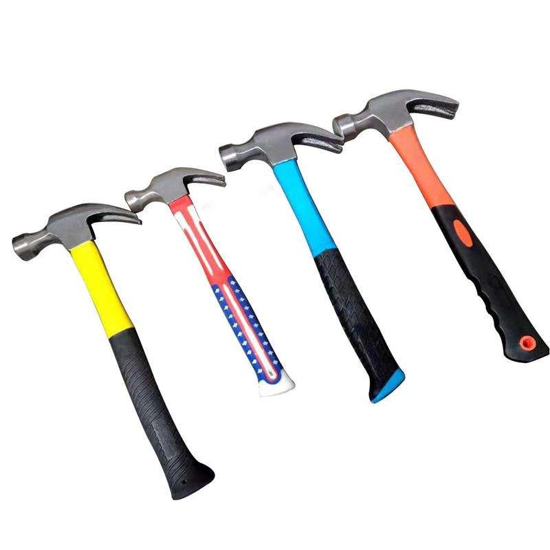 Factory Direct 45# Carbon Steel Claw Hammer with Blue Fiberglass Handle for Nailing Hand Tool
