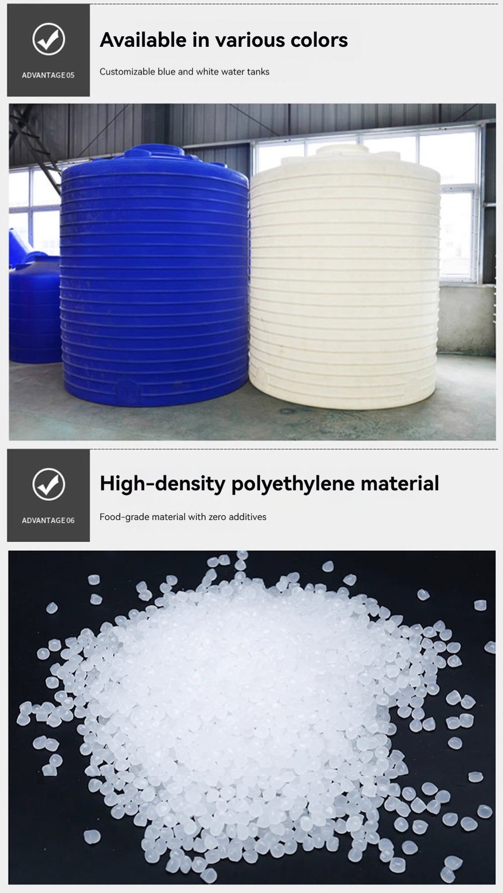 OEM Plastic Storage Water Tank Plastic Rotomolded Products Rotomolding PE Water Tank
