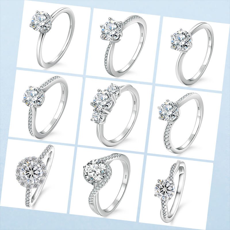 Moissanite Wedding Jewelry 925 Sterling Silver White Gold Plated 1ct 2ct GRA VVS Diamond Engagement Moissanite Rings for Women