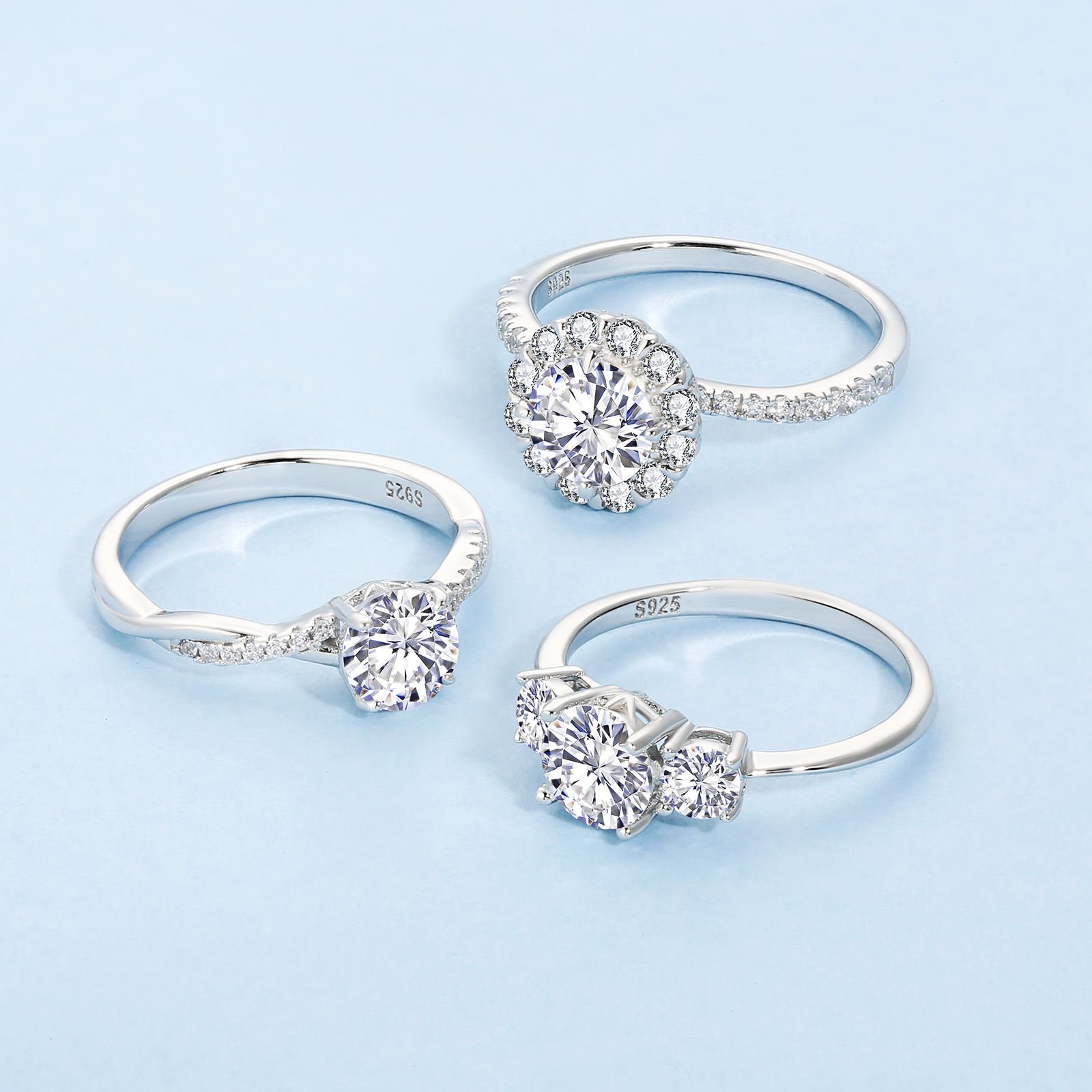 Moissanite Wedding Jewelry 925 Sterling Silver White Gold Plated 1ct 2ct GRA VVS Diamond Engagement Moissanite Rings for Women