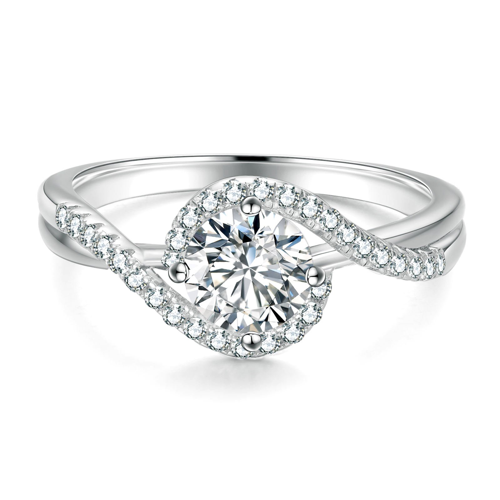 VVS Moissanite Jewelry Gifts 925 Sterling Silver 0.5/1/1.5/2.0ct Moissanite Diamond GRA Engagement Wedding Ring Sets for Women