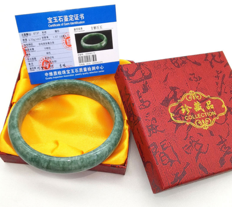 Cheap Price Real Jade Green Bangles Bracelet with Certificate and Box Mothers Day Gift Guizhou Jadeite Women Bangles Party Gift