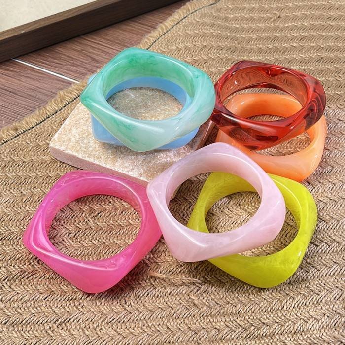Bohemian Colorful Acrylic Bangle New Design Irregular Wide Bracelet Jewelry Accessories