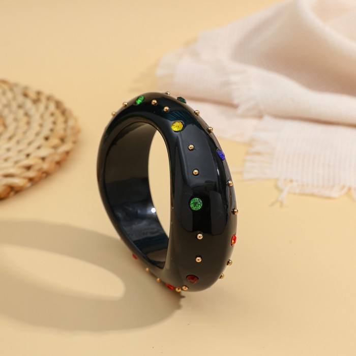 Trendy Irregular Crystal Acrylic Geometric Cuff Bangles for Women Party Jewelry Gifts