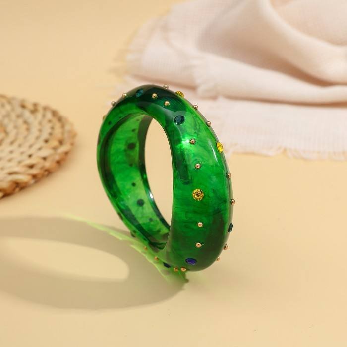 Trendy Irregular Crystal Acrylic Geometric Cuff Bangles for Women Party Jewelry Gifts