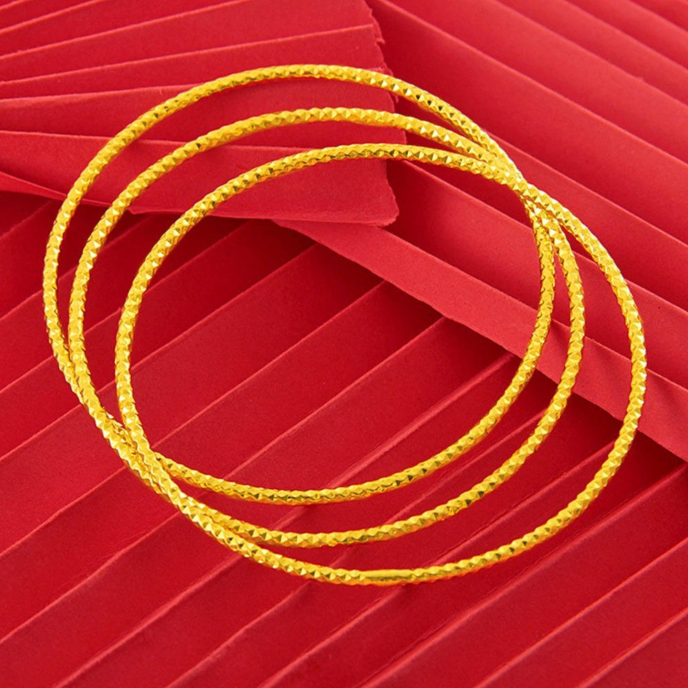 Wholesale Women's 24K Yellow Gold Filled Classic Thin Bangle Simple Style Wire Bracelet 60mm/62mm/65mm Fashionable