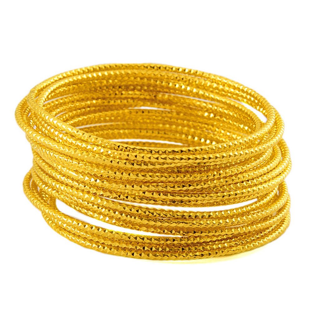 Wholesale Women's 24K Yellow Gold Filled Classic Thin Bangle Simple Style Wire Bracelet 60mm/62mm/65mm Fashionable
