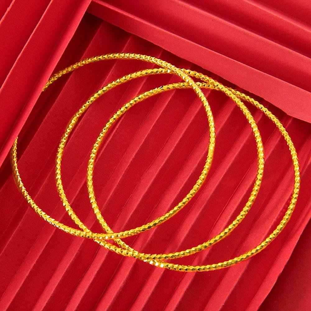 Wholesale Women's 24K Yellow Gold Filled Classic Thin Bangle Simple Style Wire Bracelet 60mm/62mm/65mm Fashionable