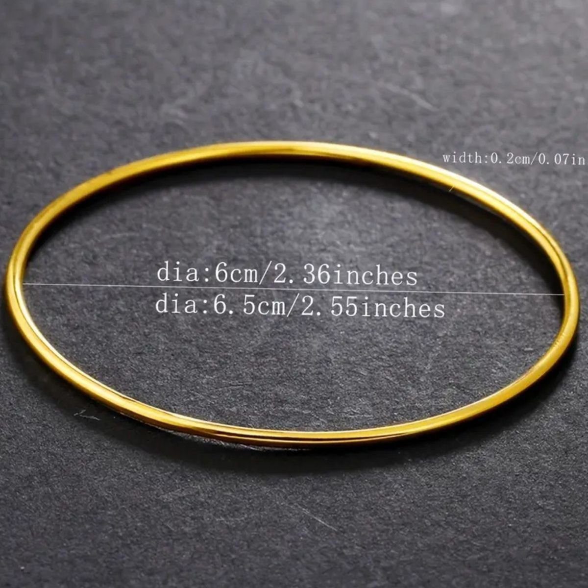 Wholesale Women's 24K Yellow Gold Plated Classic Thin Bangle Simple Style Wire Bracelet 60mm/62mm/65mm Fashionable