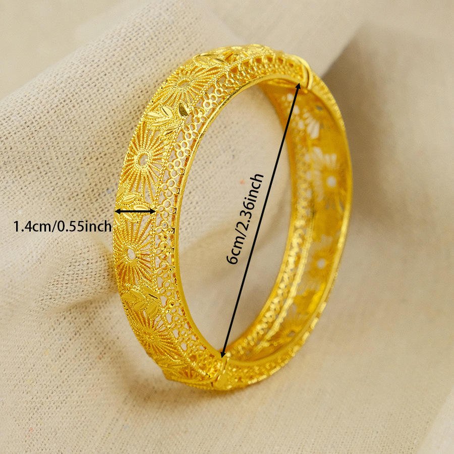 Dubai Women's 24K Gold-Plated Hollow Fashion Bracelet Indian Arab Bride Wedding Jewelry