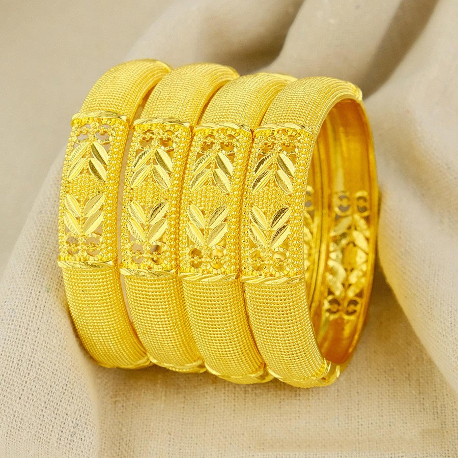 Dubai Women's 24K Gold-Plated Hollow Fashion Bracelet Indian Arab Bride Wedding Jewelry