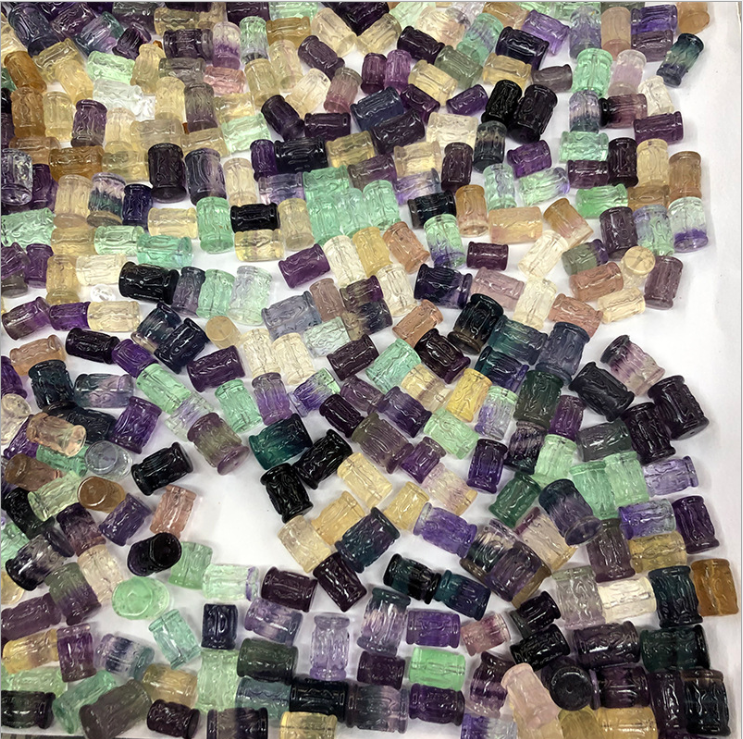 Colorful Fluorite Bucket Beads Natural Crystal Stone Loose Gemstone Beads for DIY Jewelry Bracelets Necklace Accessories