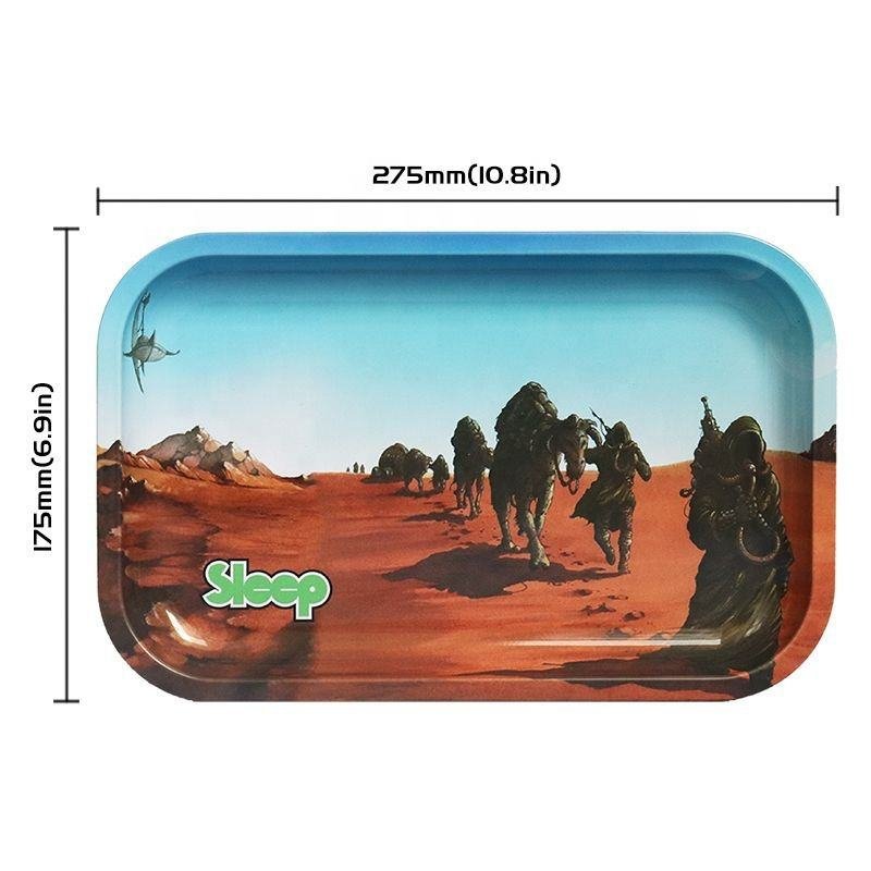 Factory Wholesale Custom Printed Metal Rolling Tray Herb Tobacco Smoke Serving Tin Tray