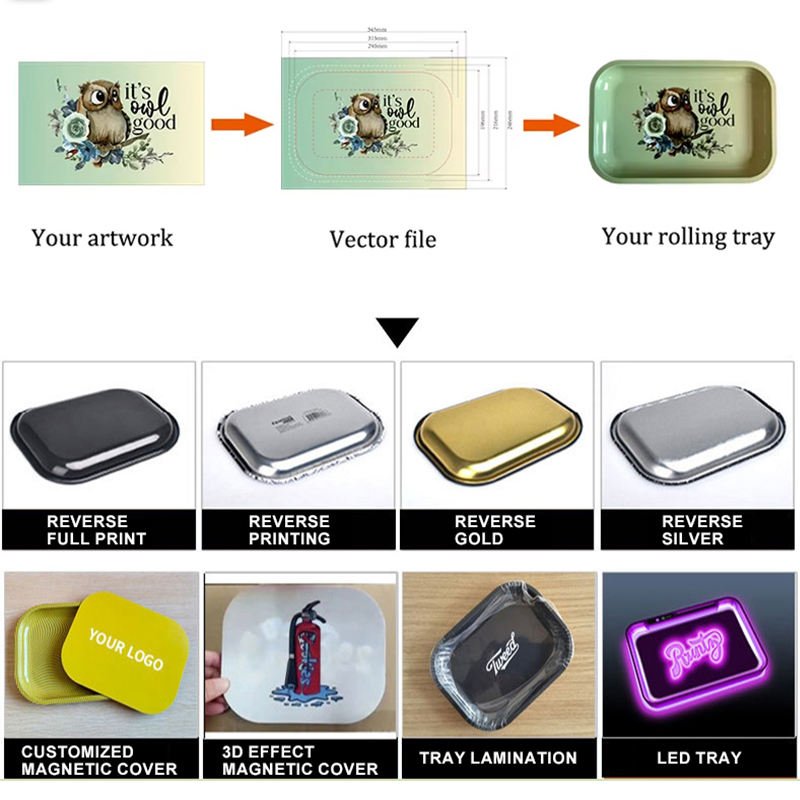 MOQ Custom Size Metal Tin Tray Rolling Tray Wholesale