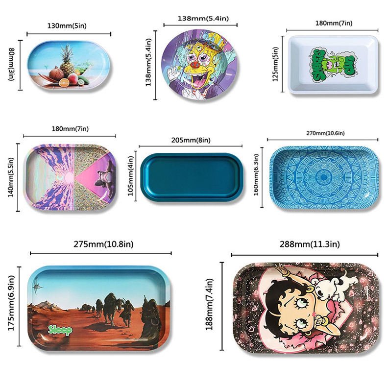 MOQ Custom Size Metal Tin Tray Rolling Tray Wholesale
