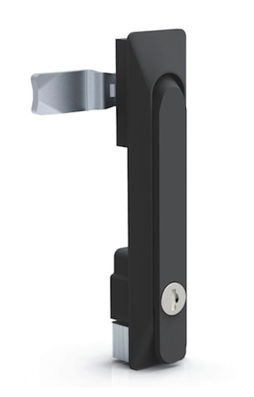 Durable Zinc Alloy Powder Coated Anti-Rust Swing Door Handle Black Panel Lock Compression Latch Push with Key Unlock Rod Control