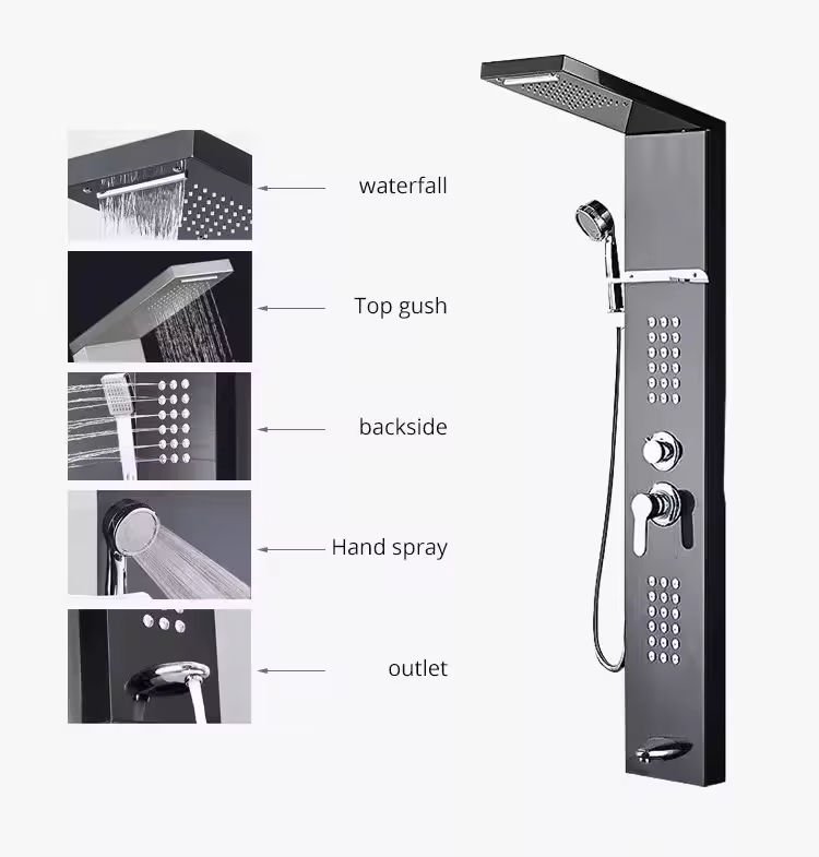 Luxury Multi-functional Hot Cold Shower Panel High Quality Stainless Steel Wall Mounted Shower Panel
