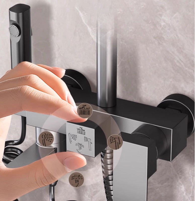 Rainfall Wall Mounted Top Shower and Hand Shower System Set Brass Wall-mount Bath Tub Rainfall Shower Faucet Set
