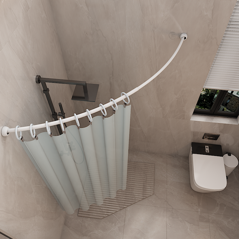 Factory Direct Sales Mall Stalls Crew Shower Curtain Iron Telescopic Curved Rod Modern Design for Home Bathroom